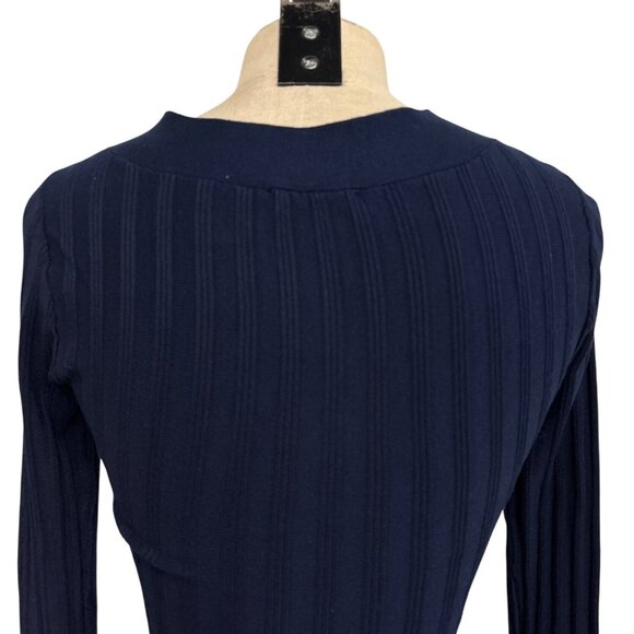 Venus Navy Blue Ribbed Knit Long Sleeve Dress XS - Picture 12 of 15